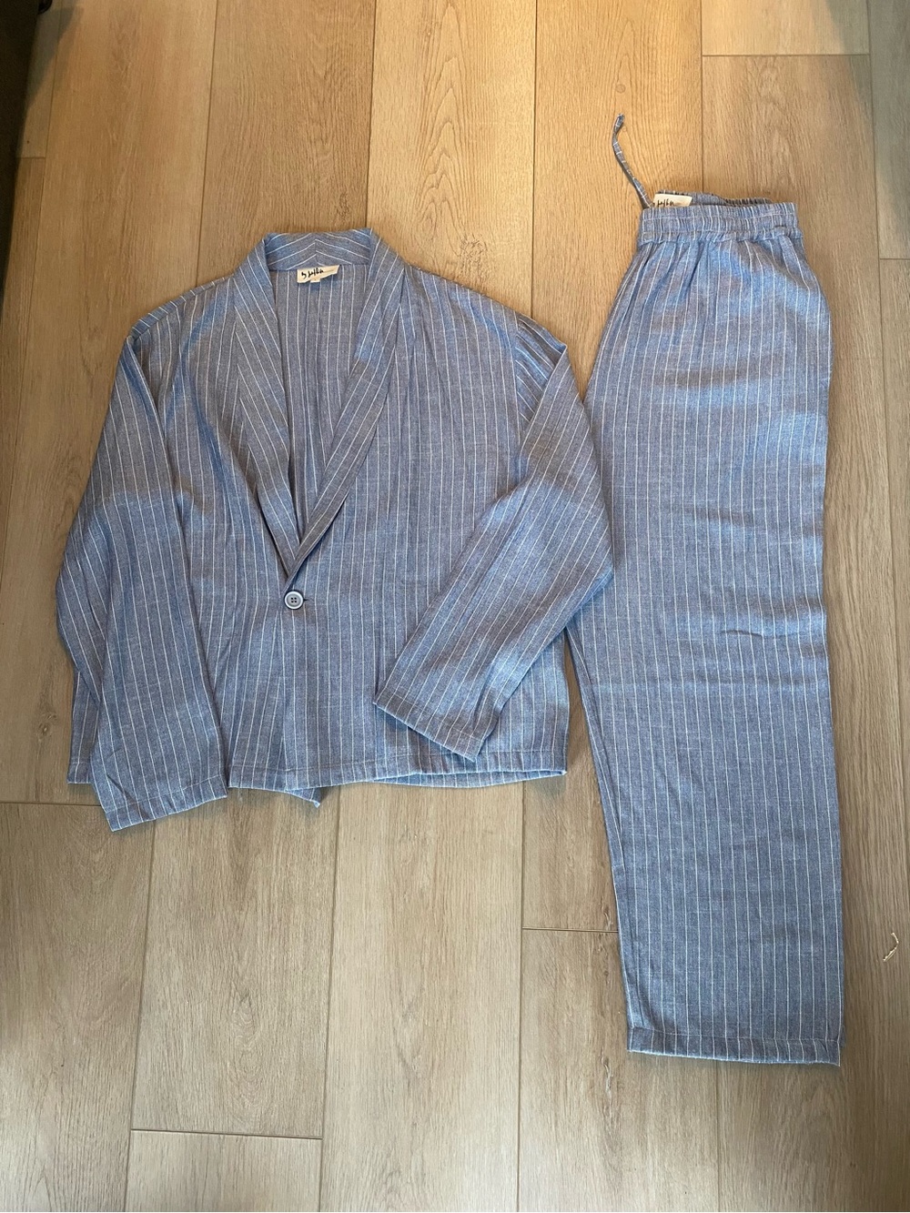 Light Blue Pinstripe Relaxed Two-Piece Suit Set
